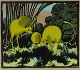 James Flett, Jerboas, Linocut