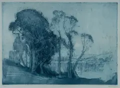 Sydney Long, Moonrise on the Lake, Aquatint (Blue) 34/60
