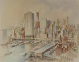 R Emerson Curtis, Circular Quay, 1964, Pastel & W/Clr