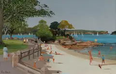 Ric Elliot, Rocky Point, Balmoral Beach, Oil on Board