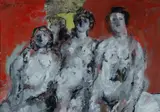 Four Nudes by Paul Haefliger, Oil on Newspaper, offered Aug 2023