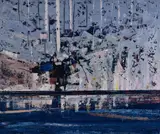 Paul Battams, Rockslide with Saplings, Acrylic on Canvas