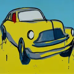 Jasper Knight, Cuban Car Study (Yellow), 2013, Acrylic & Enamel on Board