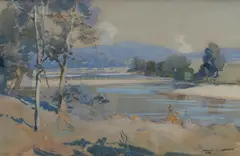 Harold B Herbert, Hawkesbury River at North Richmond, 1938, W/Clr & Gouache