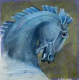 Trevor Weekes, Head of Trojan Horse, 1987, Acrylic, Oil and Chalk Pastel, Graphite on Stonehenge Paper