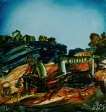 Pro Hart, The Miner, 1976, Oil on Board
