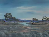 Jack Absalom, Cattle Watering, 1983, Oil on Canvas
