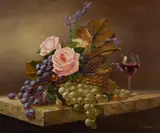 Ian Hansen, Still Life with Grapes and Wine, Oil on Canvas