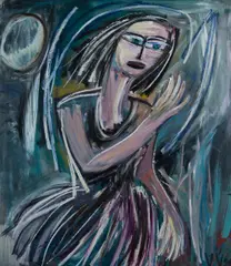 Moonwash by Vicki Varvaressos, 1994, Acrylic & Oil on Board, offered Aug 2023