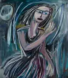 Vicki Varvaressos, Moonwash, 1994, Acrylic & Oil on Board