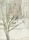Greta Hällfors-Sipilä, Koira talvella, watercolour