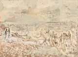 People on the beach by Unto Koistinen, oil, offered Jun 2026