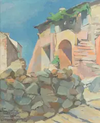 Werner Åström, Landscape from Collioure, oil