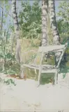Helene Schjerfbeck, A Park Bench, oil