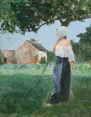 Aukusti Uotila, A girl by the house, oil