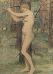 Maria Wiik, Woman in the forest, mixed media