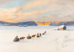 Johan Knutson, Winter landscape, oil