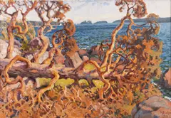 Helmi Biese, Shore landscape, oil
