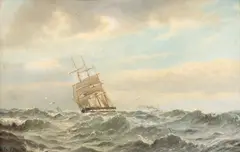 Sea landscape by Oscar Kleineh, oil, sold Jun 2026