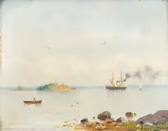 Sea landscape by Oscar Kleineh, oil, offered Jun 2026