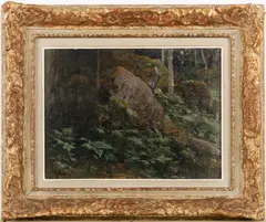 Forest landscape by Berndt Lindholm, oil, sold Jun 2026