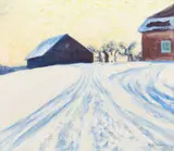Hugo Simberg, Figure in wintry courtyard