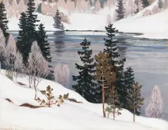Wintry landscape by Väinö Blomstedt, oil, offered Jun 2026