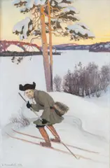 Skier by Väinö Blomstedt, oil, offered Jun 2026