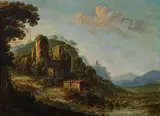 Gillis Neyts, Mountain Landscape with a View of a Castle Ruin, oil on canvas; framed