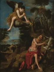 Joseph D. J. Werner, The Vision of Saint Jerome, oil on metal on wood; framed