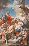 Josef Kaltner after Giambattista Pittoni, Adoration of the Magi, mixed media on paper on cardboard; framed