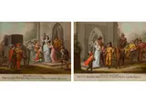 Franz Altmutter, Social Scene (counterparts), 1816, oil on canvas; framed