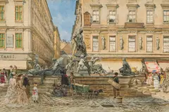 Franz Alt, The Donnerbrunnen on the Neuer Markt in Vienna, 1871, watercolour on paper; framed