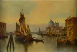 Karl Kaufmann, Venice, View on the Dogana and Santa Maria della Salute, oil on canvas; framed