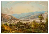 Ernst Welker, View on Maria Taferl and Krummnußbaum in Lower Austria, watercolour on paper; framed