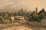 Thomas Ender, Schloss Churburg near Schluderns in South Tyrol, watercolour on paper, framed