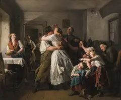Ferdinand Georg Waldmüller, The Engagement, 1857, oil on panel; framed (original frame)