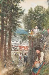 Adolph Friedrich Erdmann Menzel, Cattle Drive in Hofgastein, 1886, gouache on paper; framed