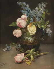 Carl Duxa, Colorful Bouquet, oil on canvas; framed