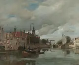 Rudolf Ribarz, Delfshaven in Rotterdam, oil on canvas; framed