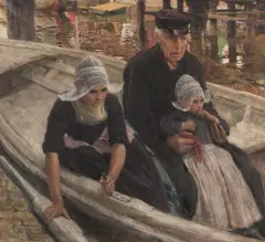 By the Canal I by John Quincy Adams, 1903, oil on canvas; framed, sold Jun 2026