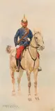 Ludwig Koch, Wachtmeister Riedl on Horseback, watercolour on paper; framed