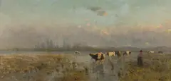 Béla Spányi, Pastureland, oil on canvas; framed