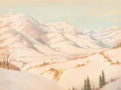 Carl Kessler, Kitzbühel in Winter, gouache on paper; framed