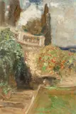 Marie Egner, Park in Cannes, 1914, oil on cardboard; framed