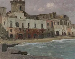 Alfred Zoff, City by the Riviera, c. 1914, oil on canvas on cardboard; framed