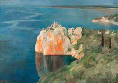 Karl Mediz, The Adriatic Sea near Duino, 1896, oil on canvas; framed