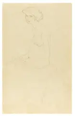 Gustav Klimt, Seated Naked Pregnant Woman from the Left (Study for „Die Hoffnung II", 1907/08), 1904/05, pencil on paper; framed