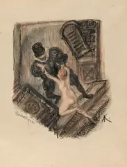 Alfred Kubin, Blaubartszene, c. 1939, India ink, watercolour on Kataster paper; framed
