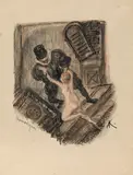 Alfred Kubin, Blaubartszene, c. 1939, India ink, watercolour on Kataster paper; framed